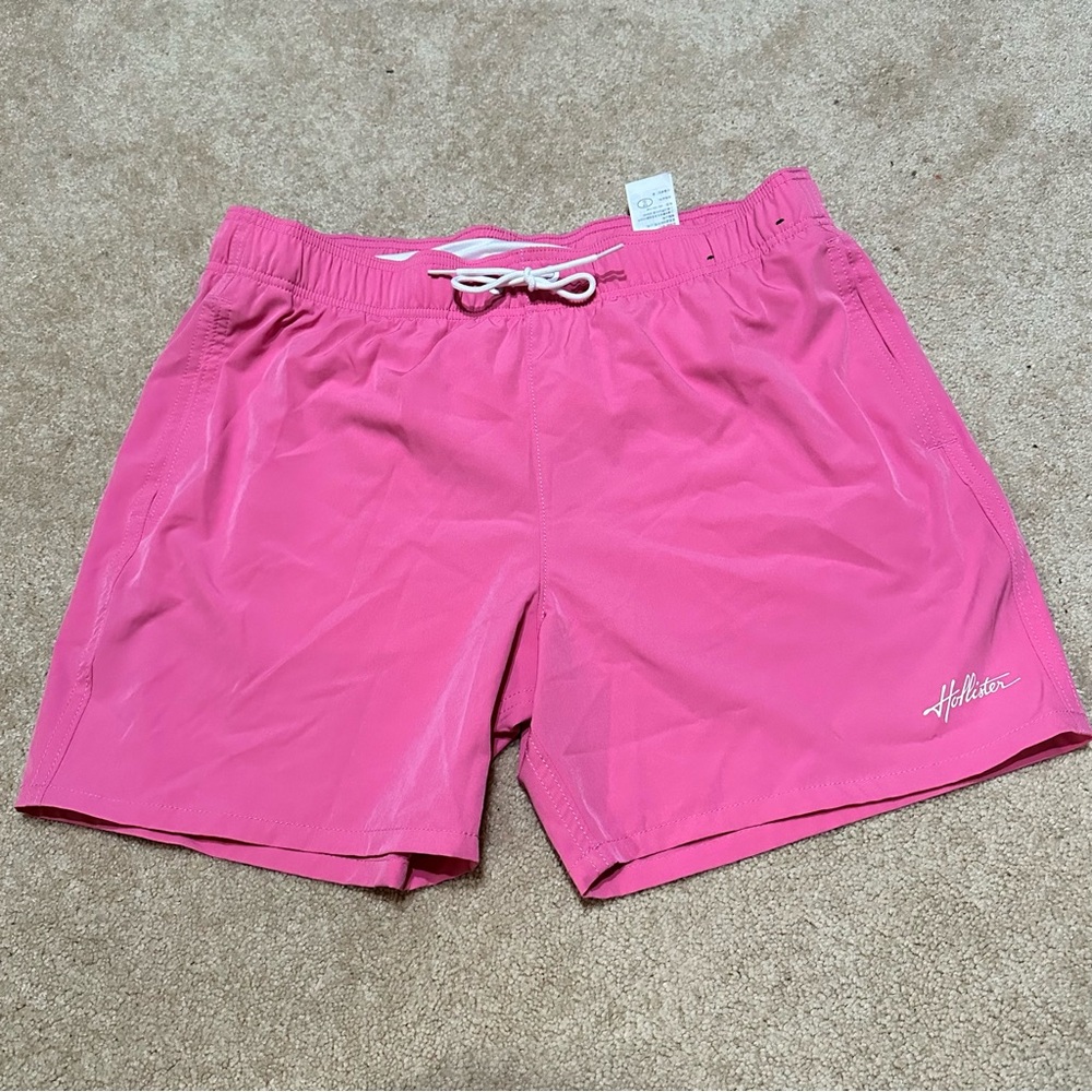 Mens Hollister Swim Shorts Pink Size XL